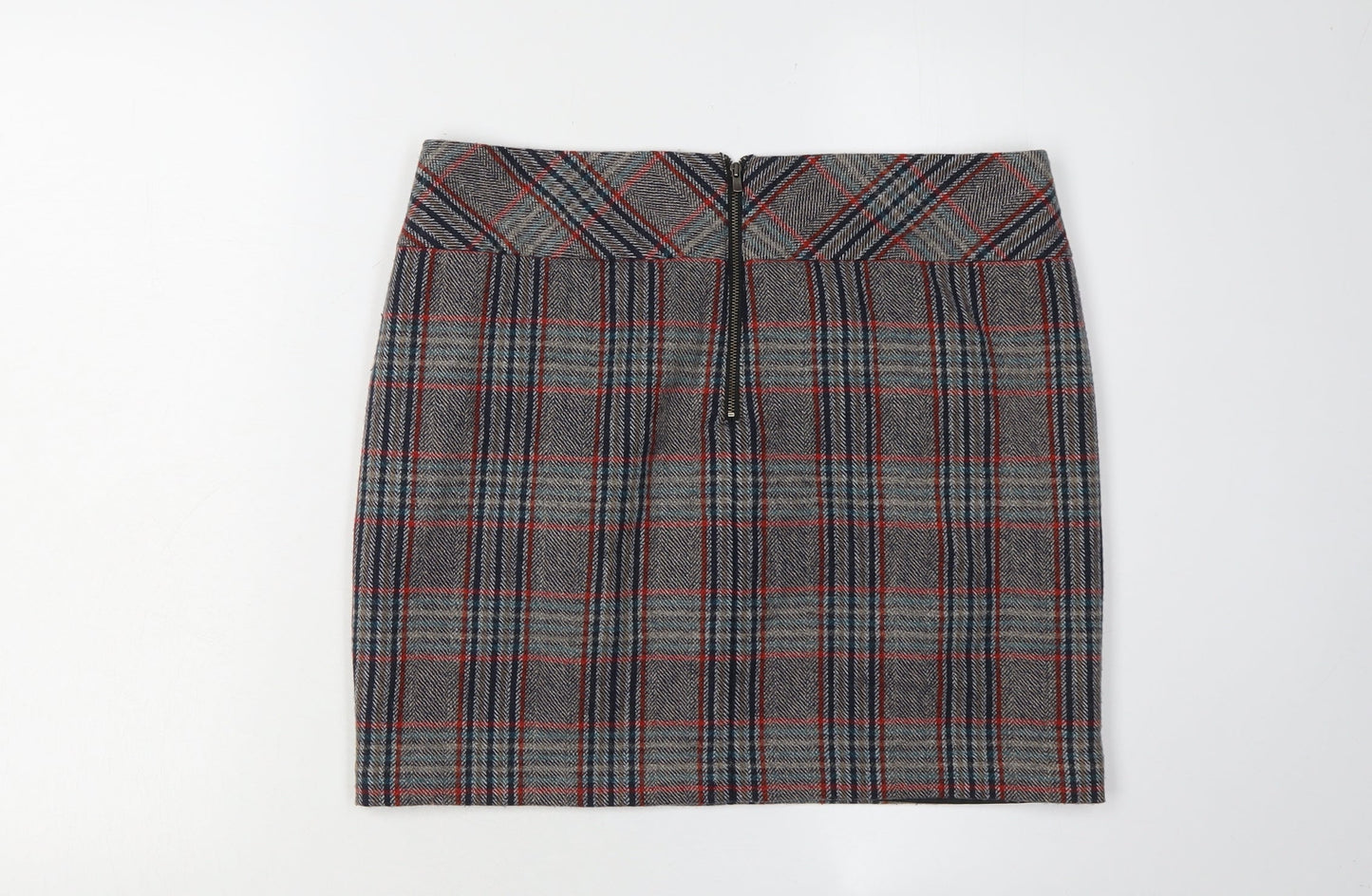 Esprit Women's Grey Plaid Knee Length Pleated Skirt Size 14