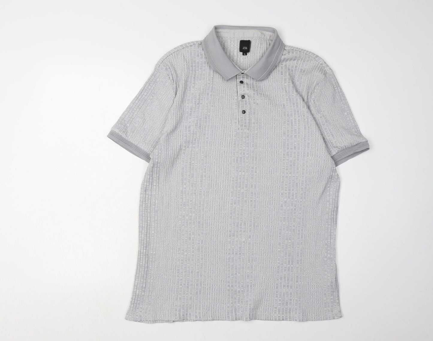 River Island Men's Grey Polo Shirt XL
