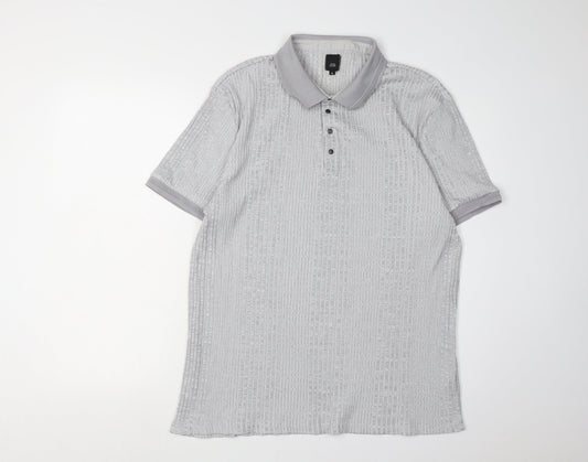 River Island Men's Grey Polo Shirt XL