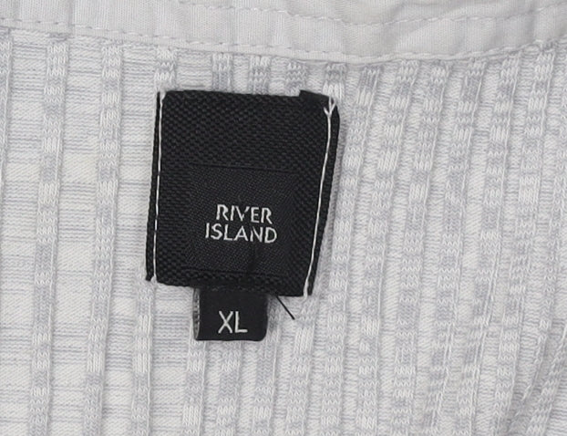 River Island Men's Grey Polo Shirt XL