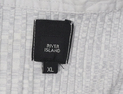 River Island Men's Grey Polo Shirt XL