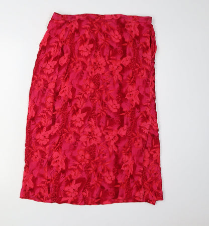 Classics Women's Red Floral Knee Length Pencil Skirt