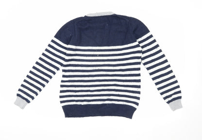 Crew Clothing Women's Blue Striped Pullover Jumper Size 12