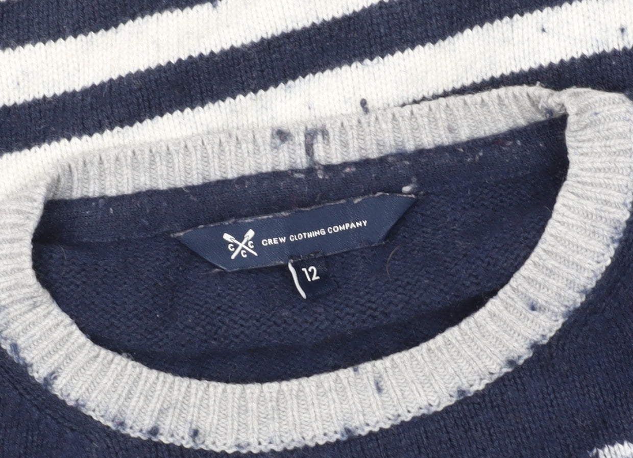 Crew Clothing Women's Blue Striped Pullover Jumper Size 12