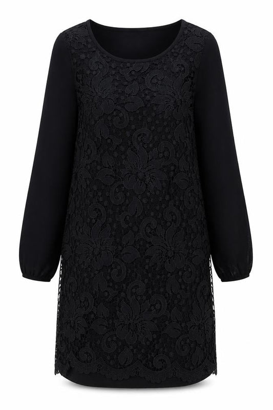 Coast Women's Black Lace Dress, Size 12, Elegant Long Sleeve