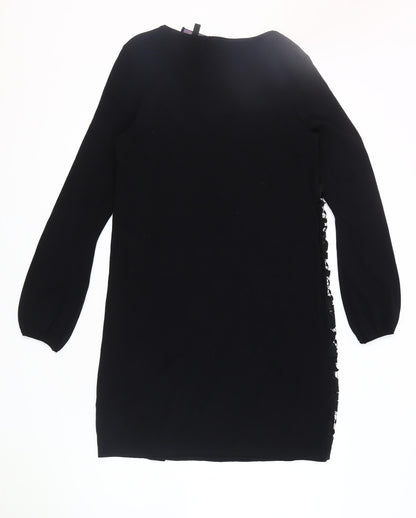 Coast Women's Black Lace Dress, Size 12, Elegant Long Sleeve