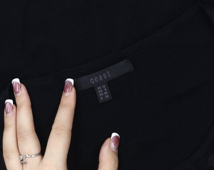 Coast Women's Black Lace Dress, Size 12, Elegant Long Sleeve