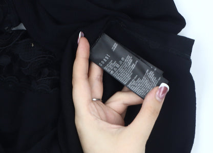 Coast Women's Black Lace Dress, Size 12, Elegant Long Sleeve