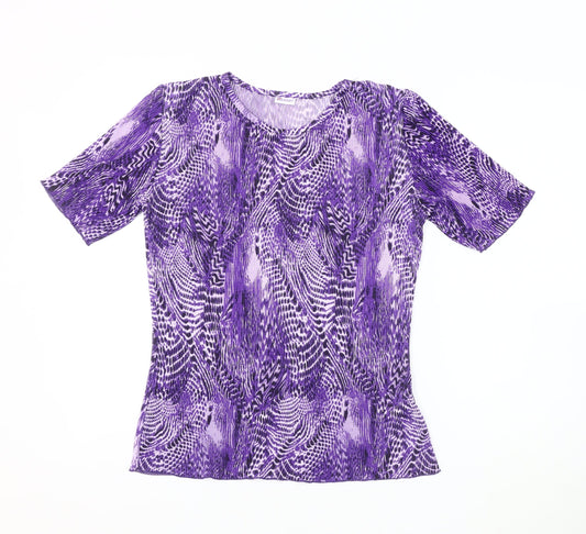 Damart Women's Purple Animal Print T-Shirt UK 10/12