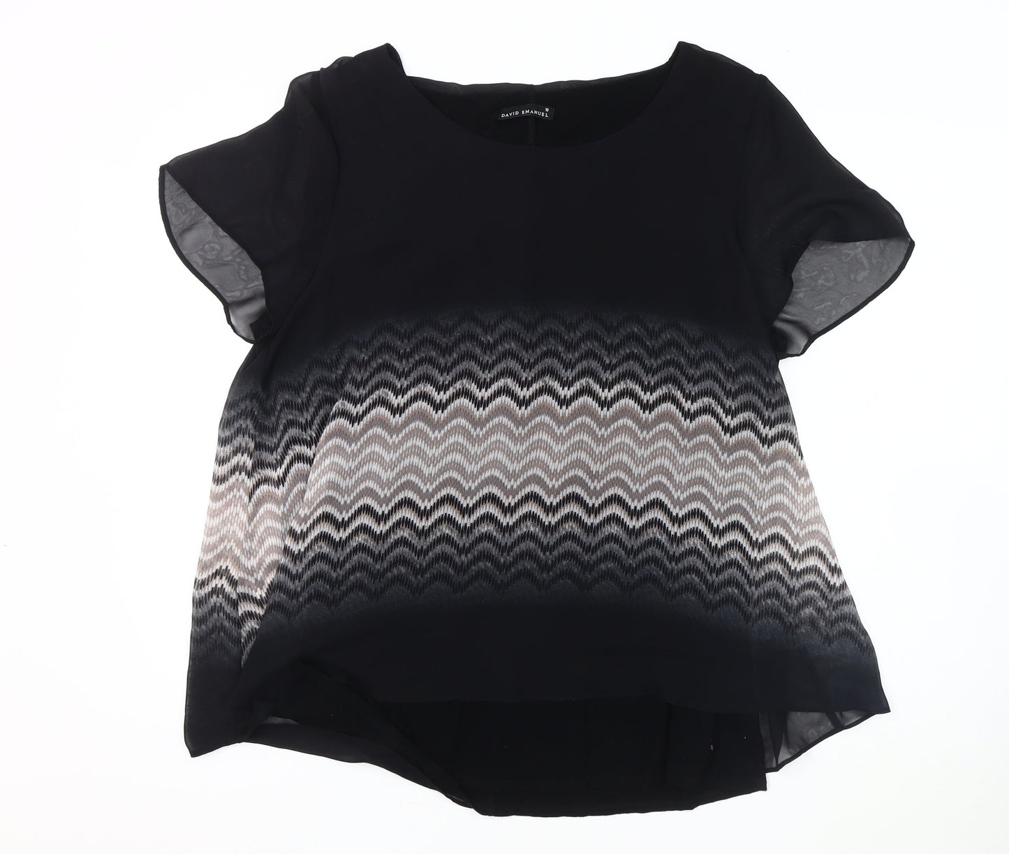 Womens UK Size 18 David Emanuel Black Basic Blouse