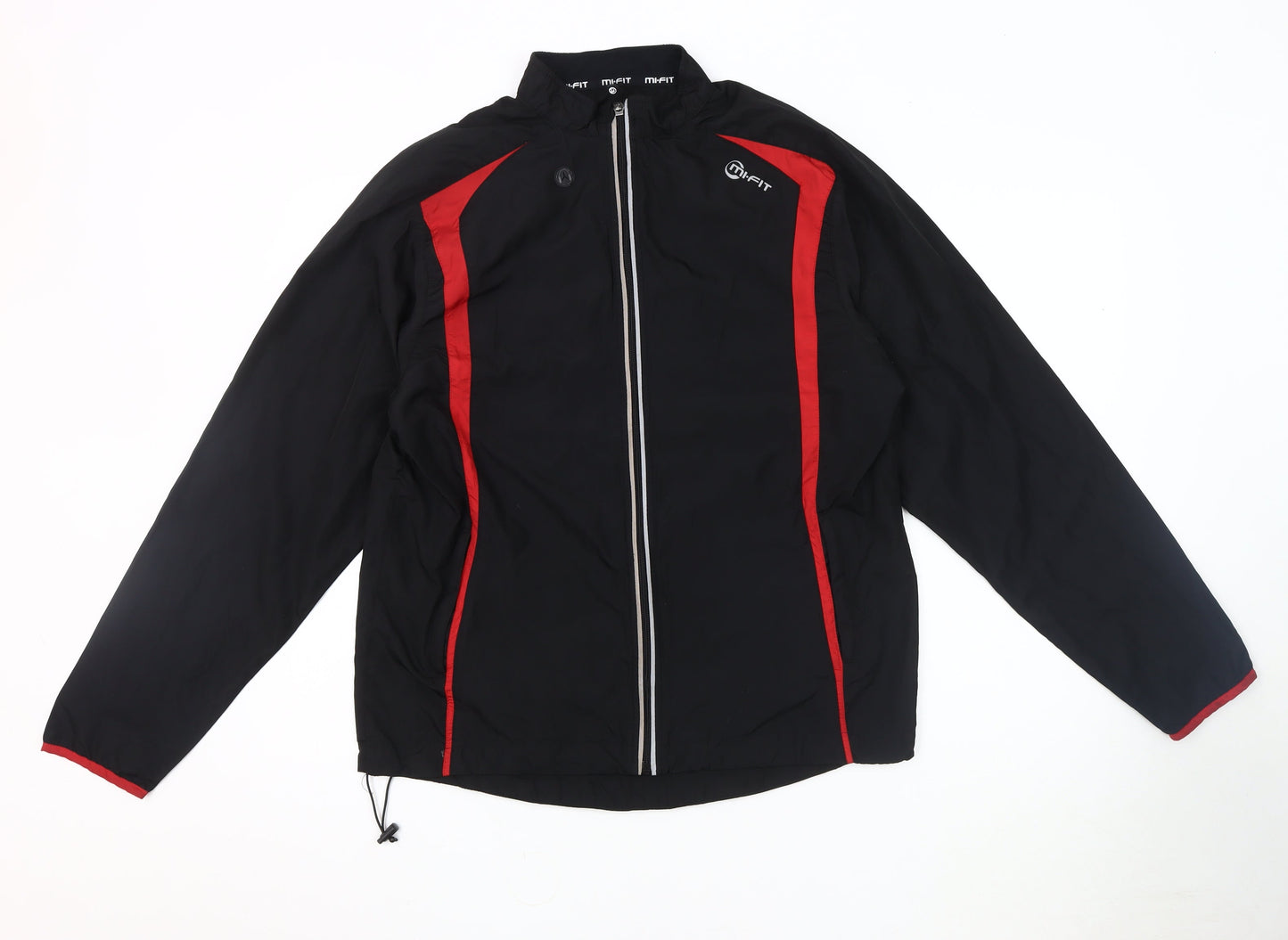 Mens UK Size S Mi-Fit Black Windbreaker Coat