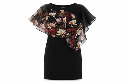 Wallis Women's Black Floral Dress Size 10 Petite