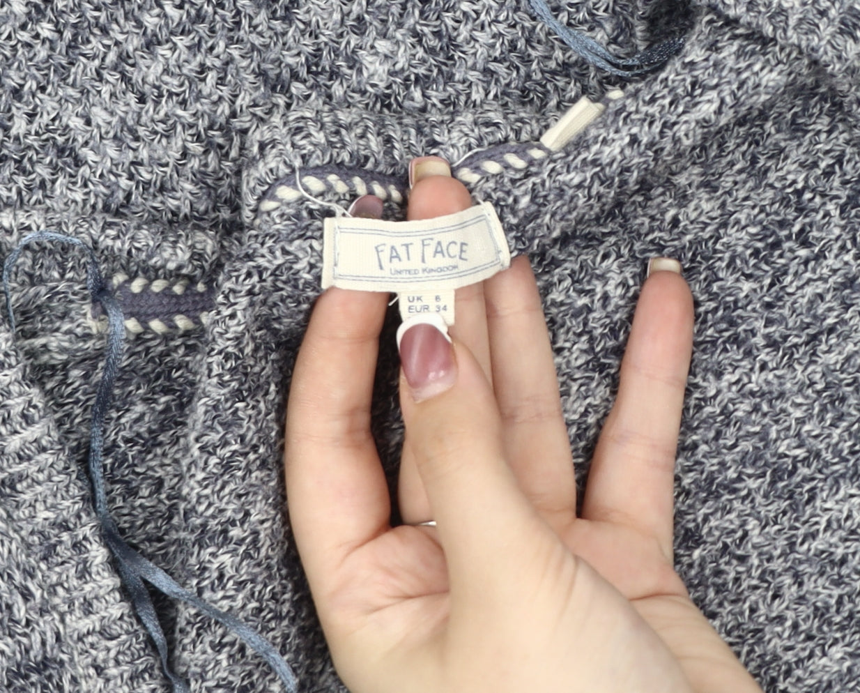 Fat Face Women's Grey Cardigan V-Neck Size 6