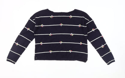 By Ti Mo Women's Blue Embroidered Pullover Jumper - Size S
