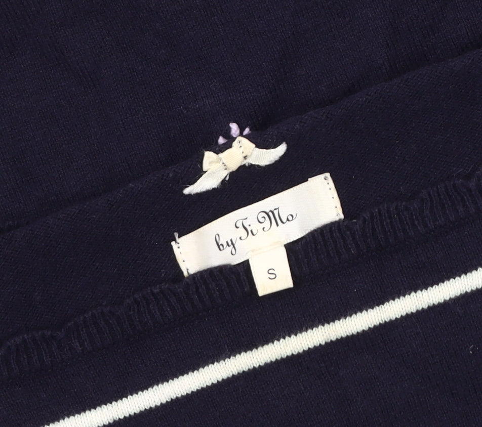 By Ti Mo Women's Blue Embroidered Pullover Jumper - Size S