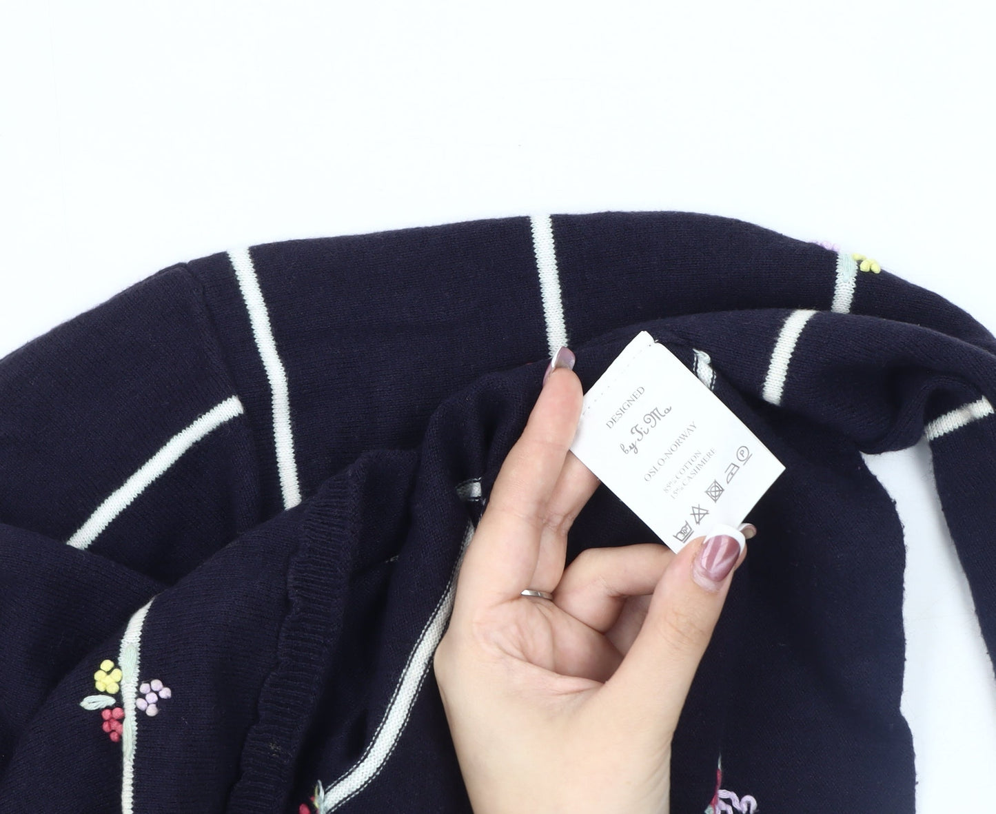 By Ti Mo Women's Blue Embroidered Pullover Jumper - Size S