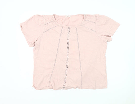 hush Women's Pink XL Crochet Accent T-Shirt