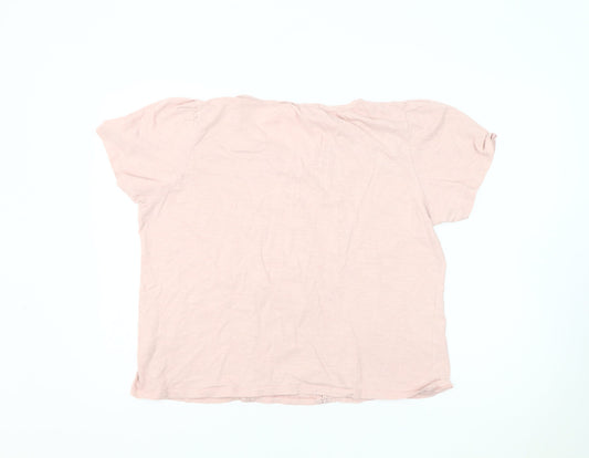 hush Women's Pink XL Crochet Accent T-Shirt