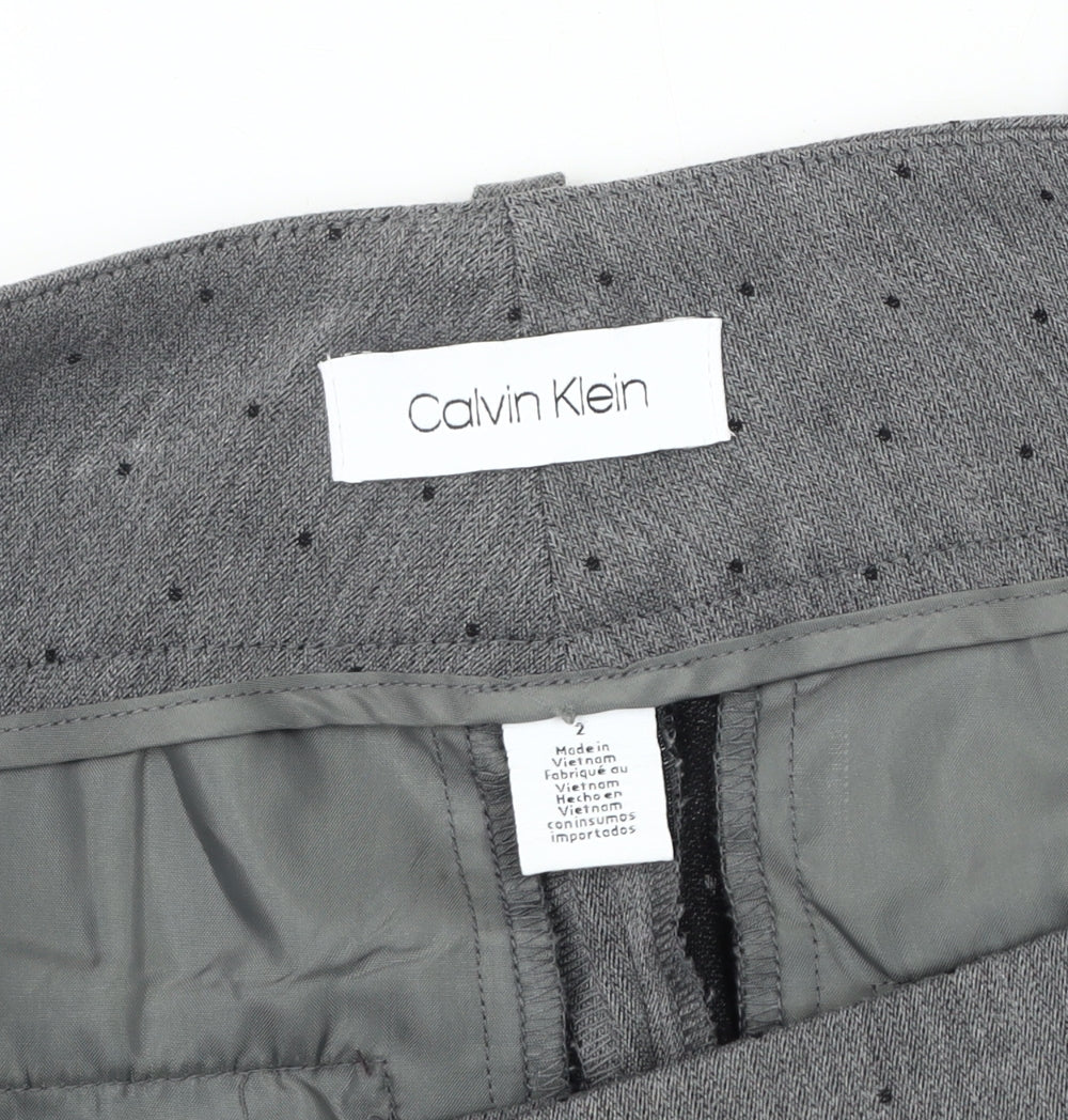 Calvin Klein Women's Grey Polka Dot Trousers Size 2