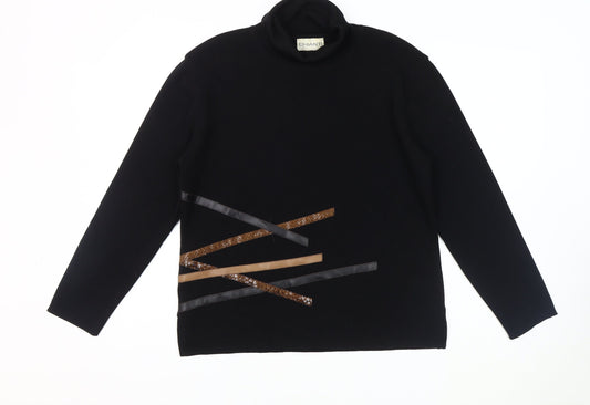 Chianti Women's Black High Neck Jumper, Size L