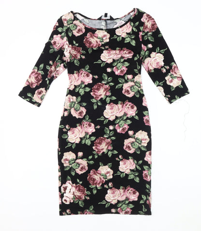 New Look Women's Multicoloured Floral Bodycon Dress, Size 8