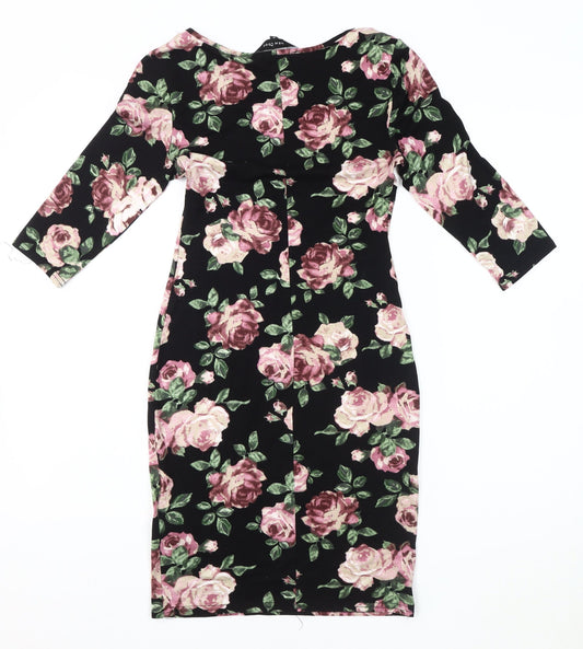 New Look Women's Multicoloured Floral Bodycon Dress, Size 8