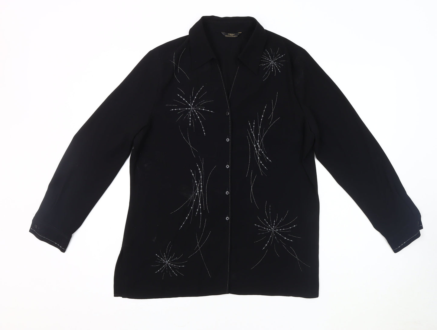 Womens UK Size 14 Marks and Spencer Black Basic Button-Up
