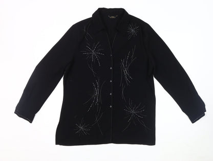 Womens UK Size 14 Marks and Spencer Black Basic Button-Up