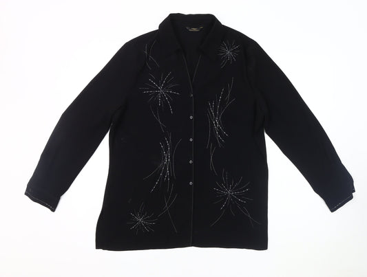 Womens UK Size 14 Marks and Spencer Black Basic Button-Up