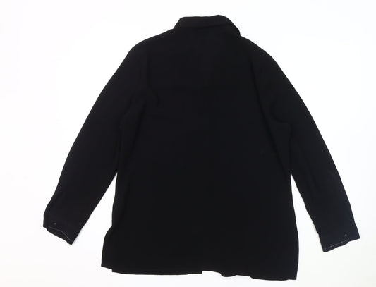 Womens UK Size 14 Marks and Spencer Black Basic Button-Up