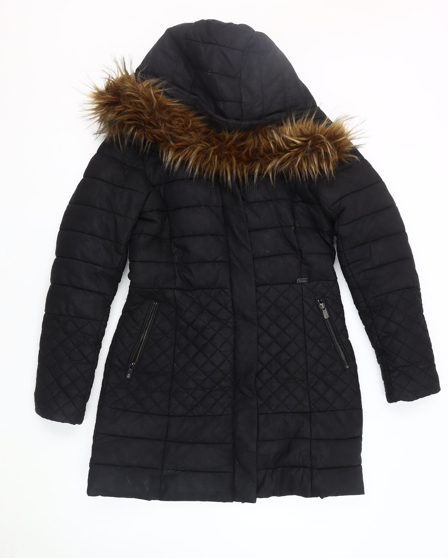 Salsa Women's Black Puffer Coat Size S with Fur Trim