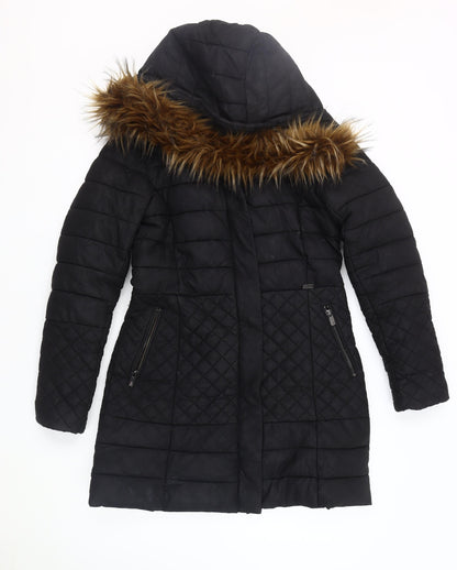 Salsa Women's Black Puffer Coat Size S with Fur Trim