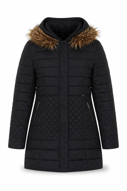 Salsa Women's Black Puffer Coat Size S with Fur Trim