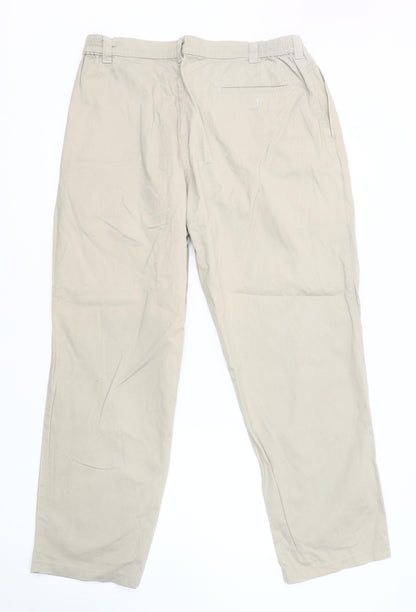 Savatini Men's Beige Cotton Trousers, Size 31, Straight Leg