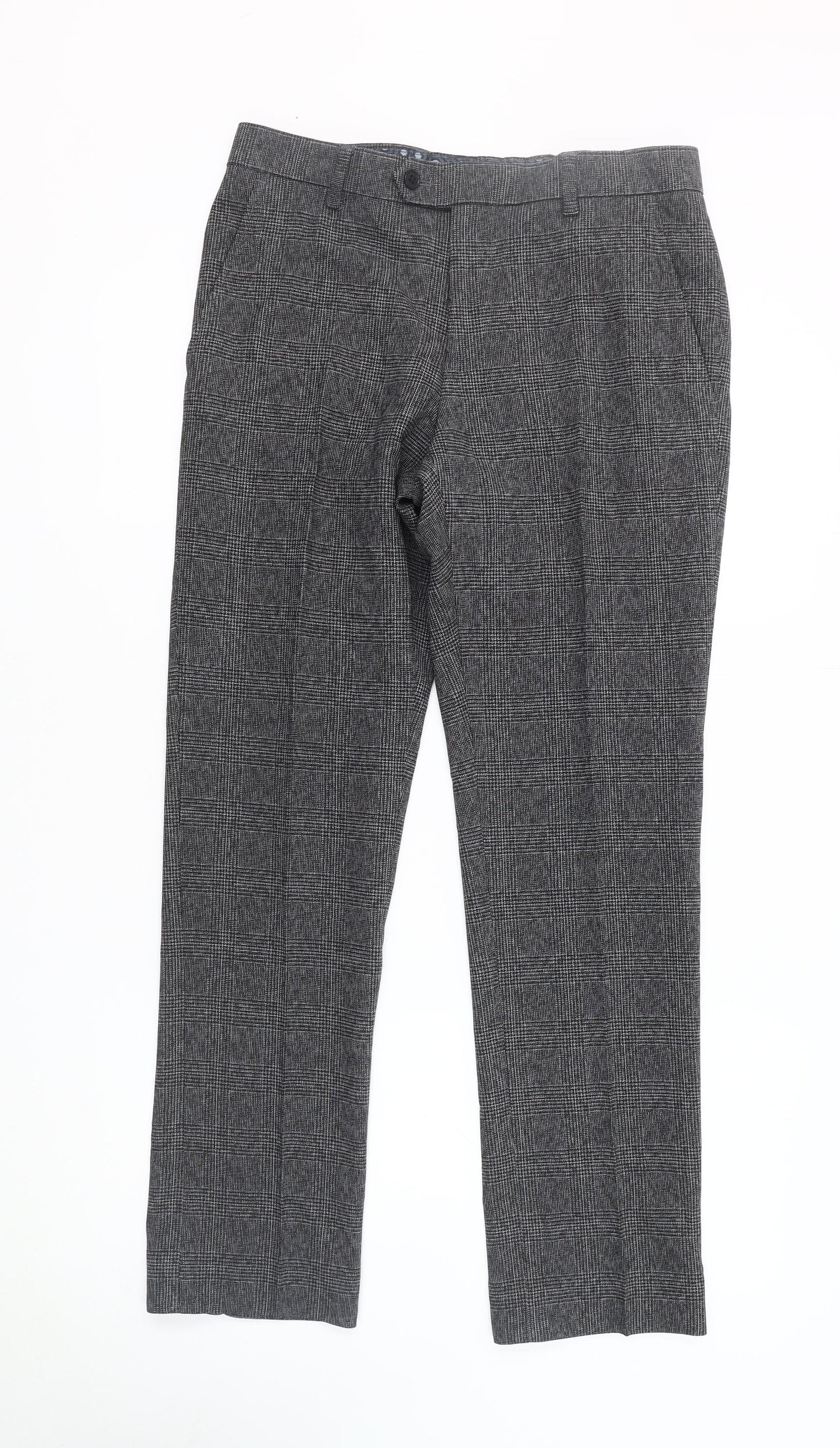 Next Men's Grey Tweed Check Trousers 30S