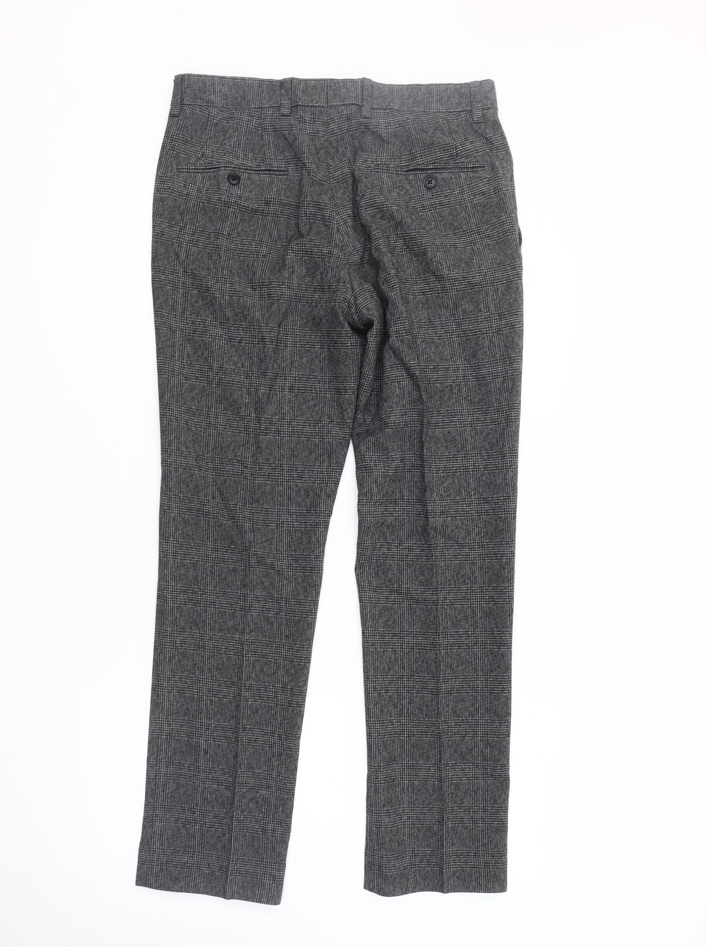Next Men's Grey Tweed Check Trousers 30S