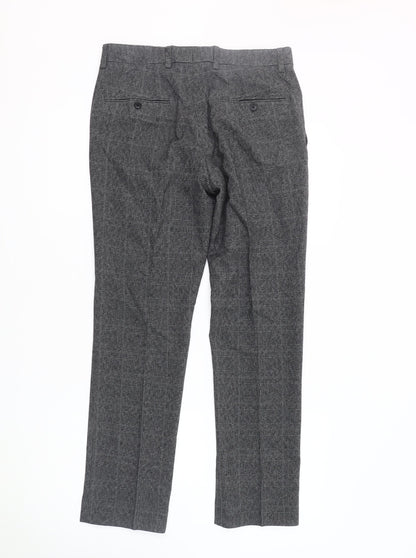 Next Men's Grey Tweed Check Trousers 30S