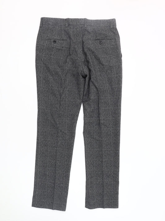 Next Men's Grey Tweed Check Trousers 30S