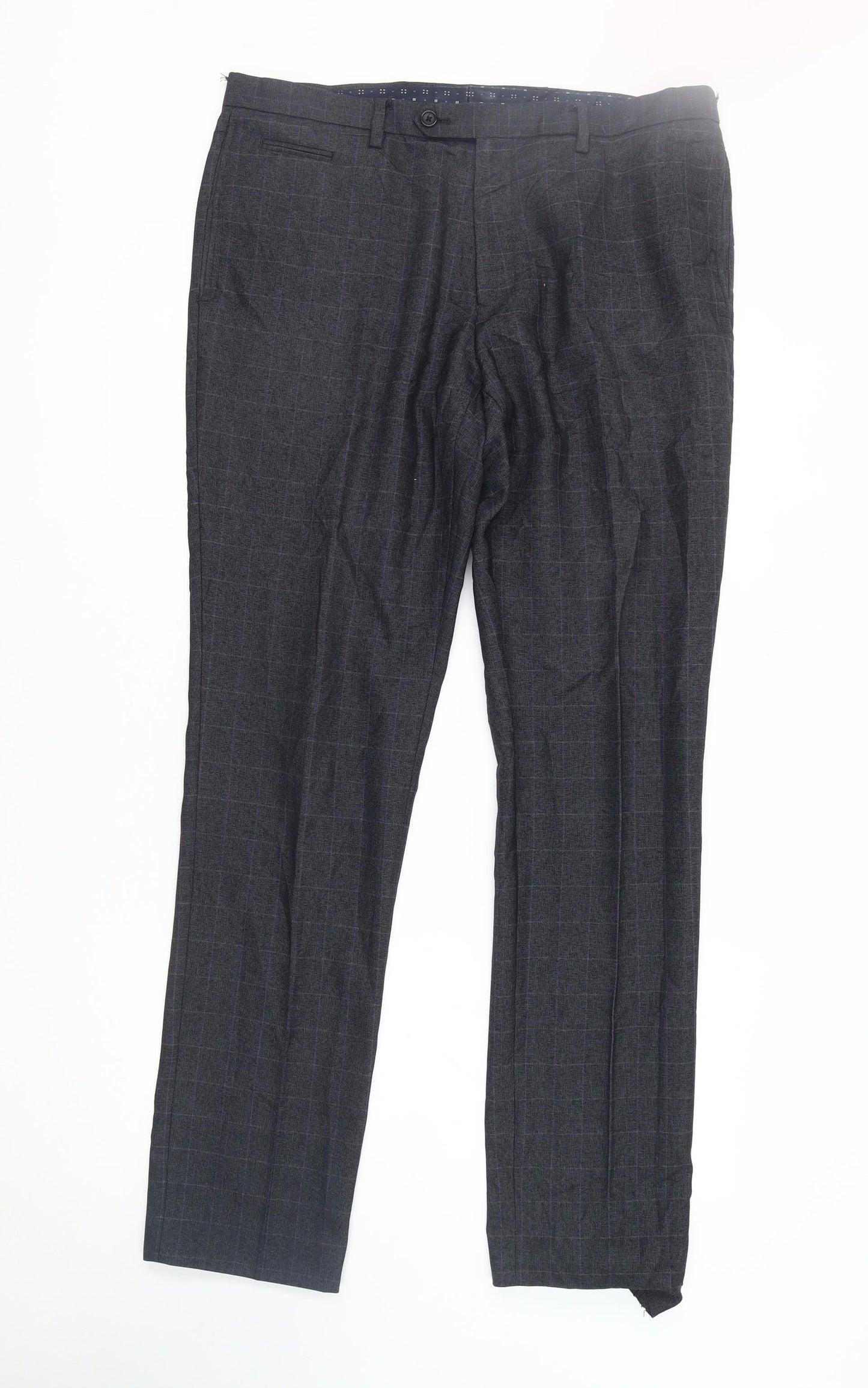Next Men's Grey Check Trousers Size 34 L