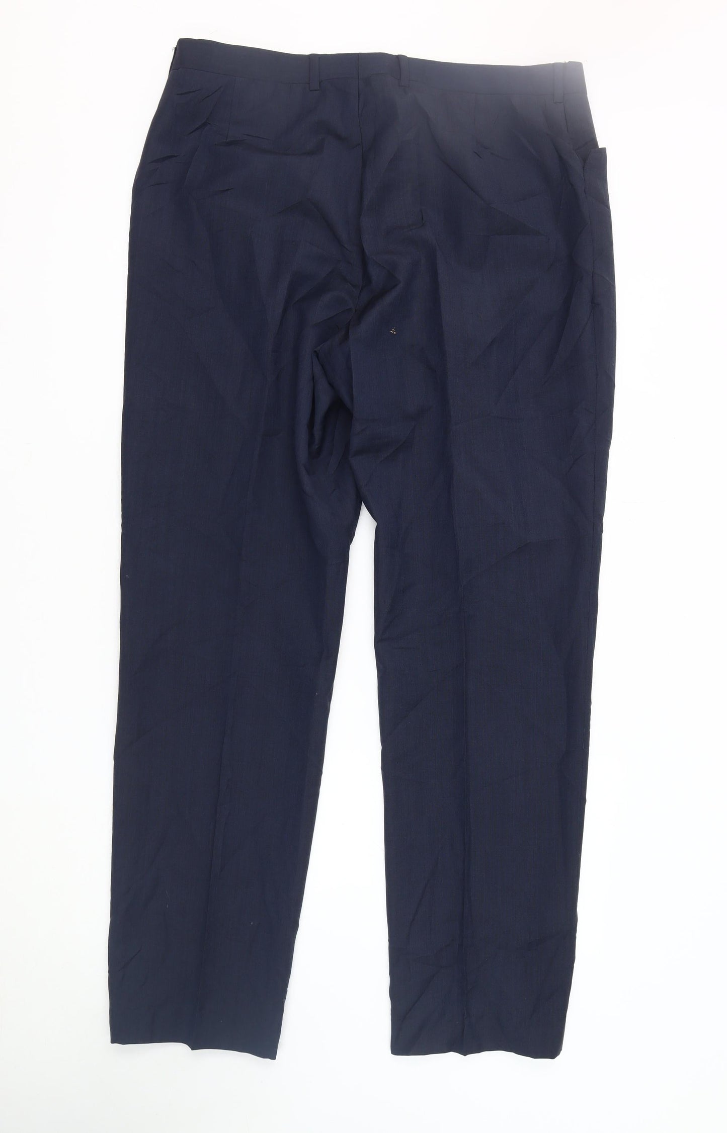Mens UK Size 46R Bespoke Couture Regular Fit Dress Pants Blue Trousers