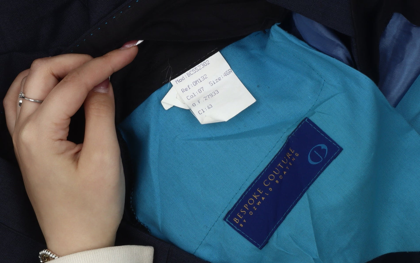 Mens UK Size 46R Bespoke Couture Regular Fit Dress Pants Blue Trousers