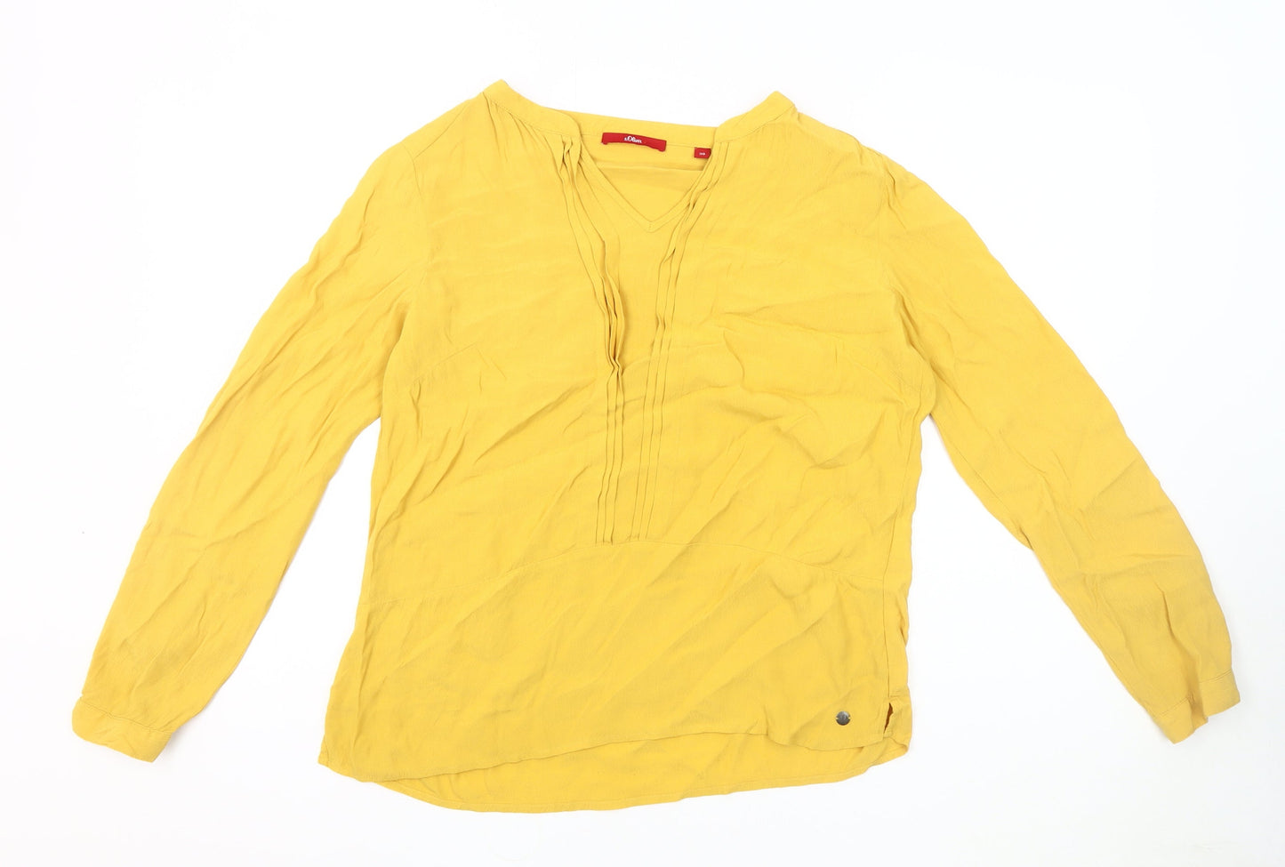 Womens UK Size 10 s.Oliver Yellow Basic Blouse
