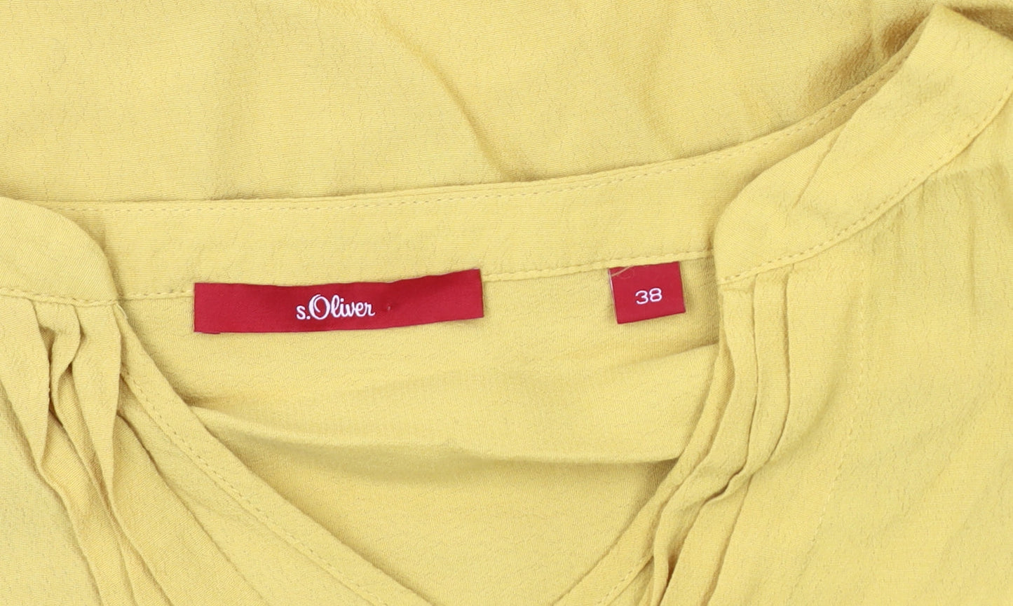 Womens UK Size 10 s.Oliver Yellow Basic Blouse