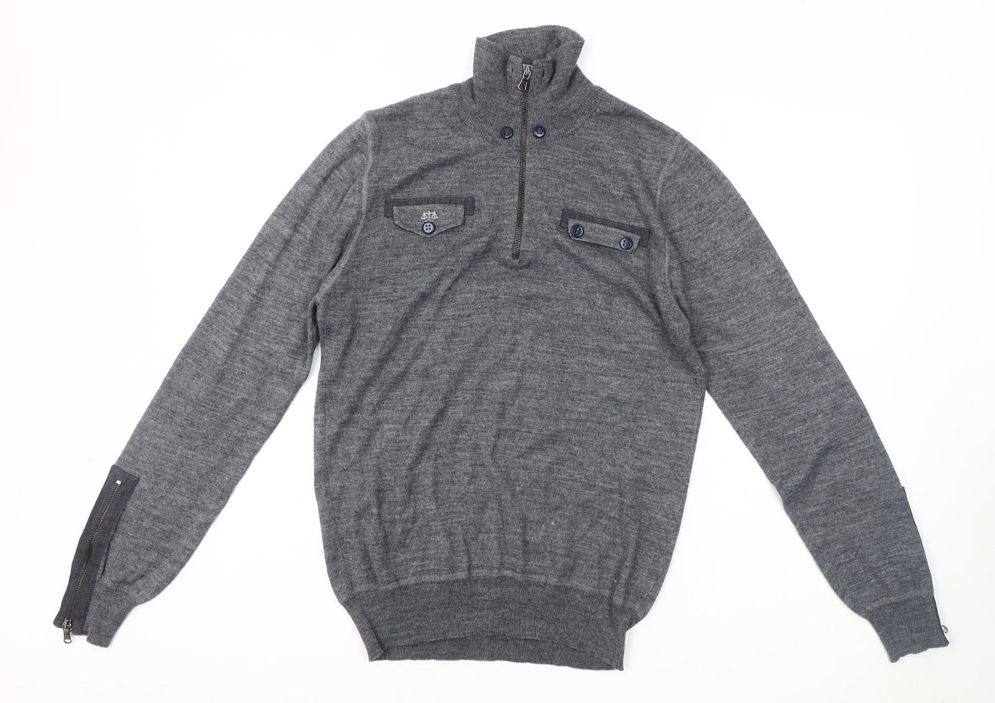 Rough Justice Men's Grey XL Henley Knit Sweatshirt
