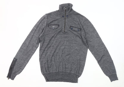Rough Justice Men's Grey XL Henley Knit Sweatshirt