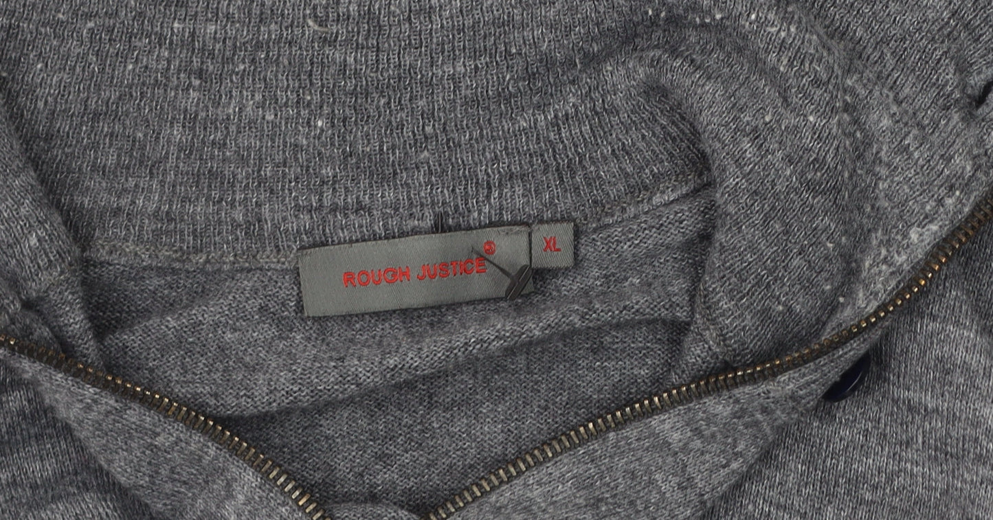Rough Justice Men's Grey XL Henley Knit Sweatshirt
