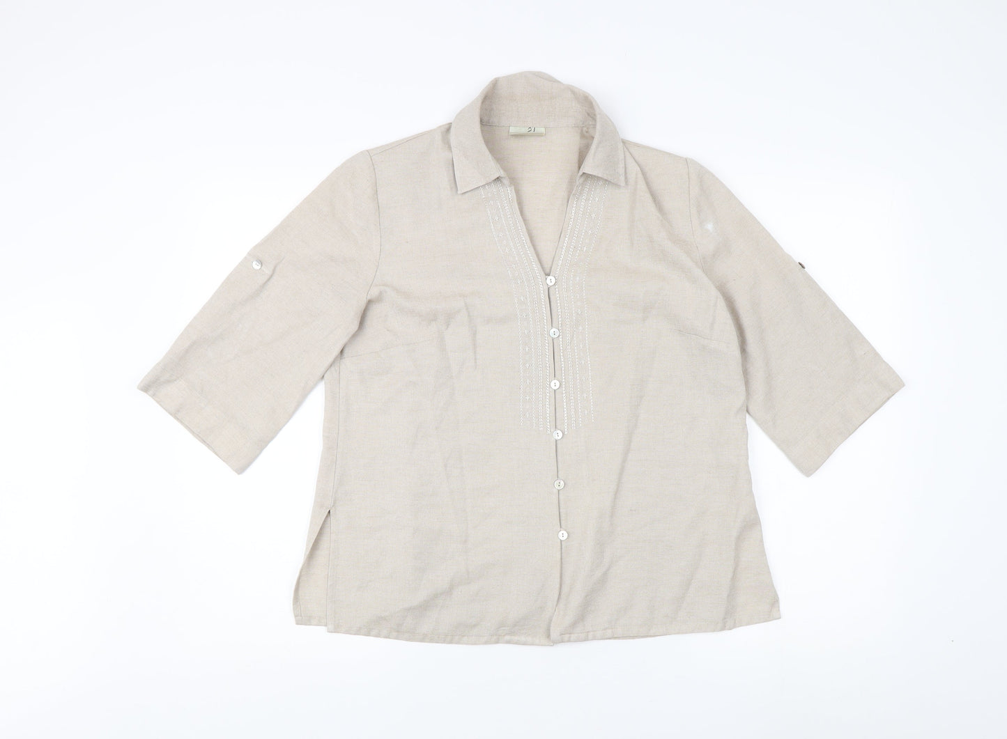 Womens UK Size 12 Eastex Beige Basic Button-Up