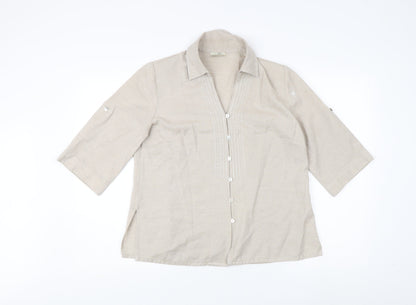 Womens UK Size 12 Eastex Beige Basic Button-Up