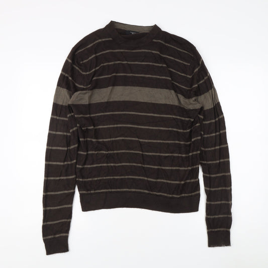 Thomas Nash Men's Brown Striped Pullover Jumper S