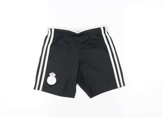 Additional front view of Adidas boys’ black football shorts 7-8 years athletic style